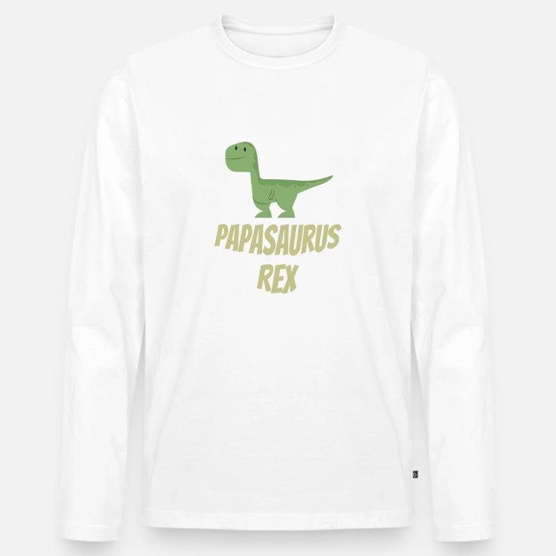 Papasaurus Rex - Männer Premium Bio Langarmshirt - Weiß