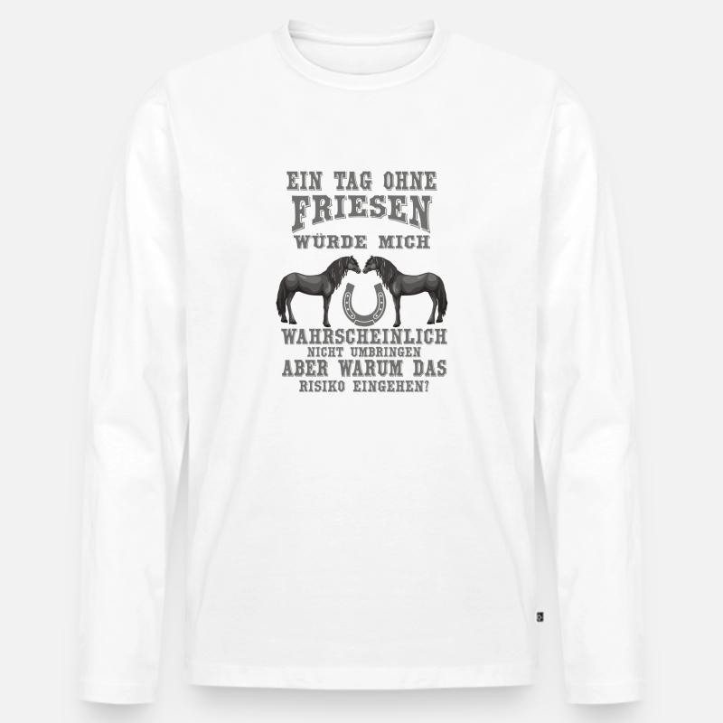 Friesen sind wunderbare Pferde - Männer Premium Bio Langarmshirt - Weiß