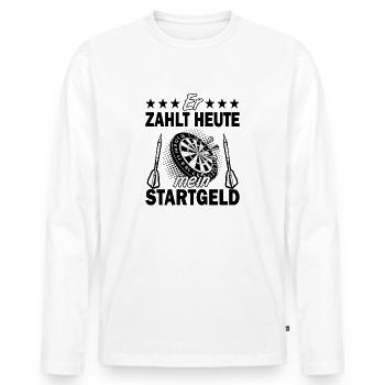 Darts Dart - Männer Premium Bio Langarmshirt - Weiß - Vorne - Nico (187cm)