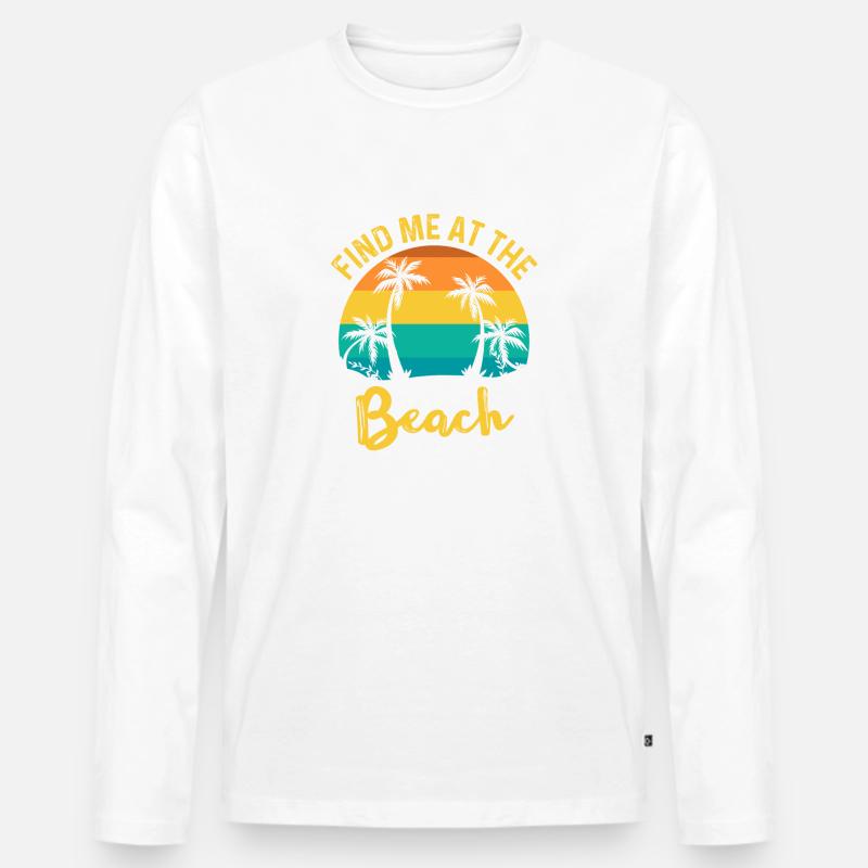 FIND ME AM Strand - Männer Premium Bio Langarmshirt - Weiß