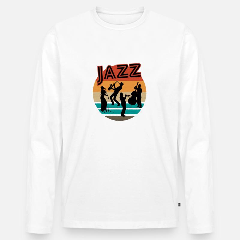 Jazz Ensemble - Männer Premium Bio Langarmshirt - Weiß
