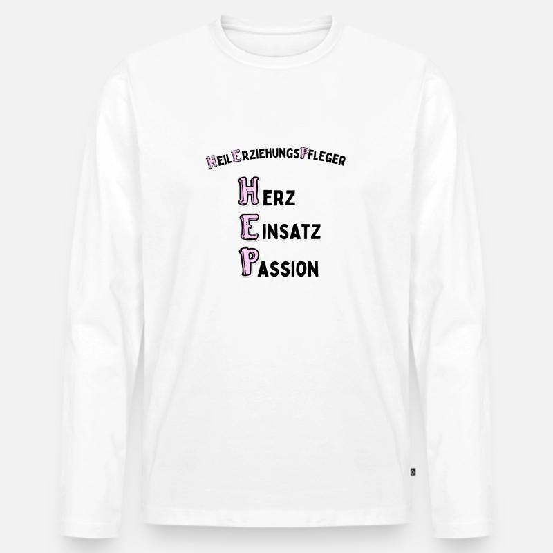 Heilerziehungspfleger mit Hetz Einsatz und Passion - Männer Premium Bio Langarmshirt - Weiß