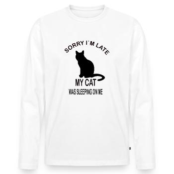 Désolé Je suis lam late my cat was sleeping on me Katzenfan - T-shirt manches longues Premium bio Homme - blanc - Devant - Nico (187cm)