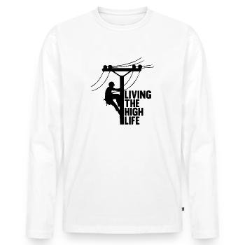 La vie - T-shirt manches longues Premium bio Homme - blanc - Devant - Nico (187cm)