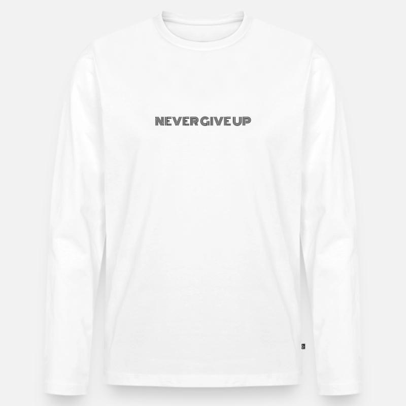 Never Give Up - Männer Premium Bio Langarmshirt - Weiß