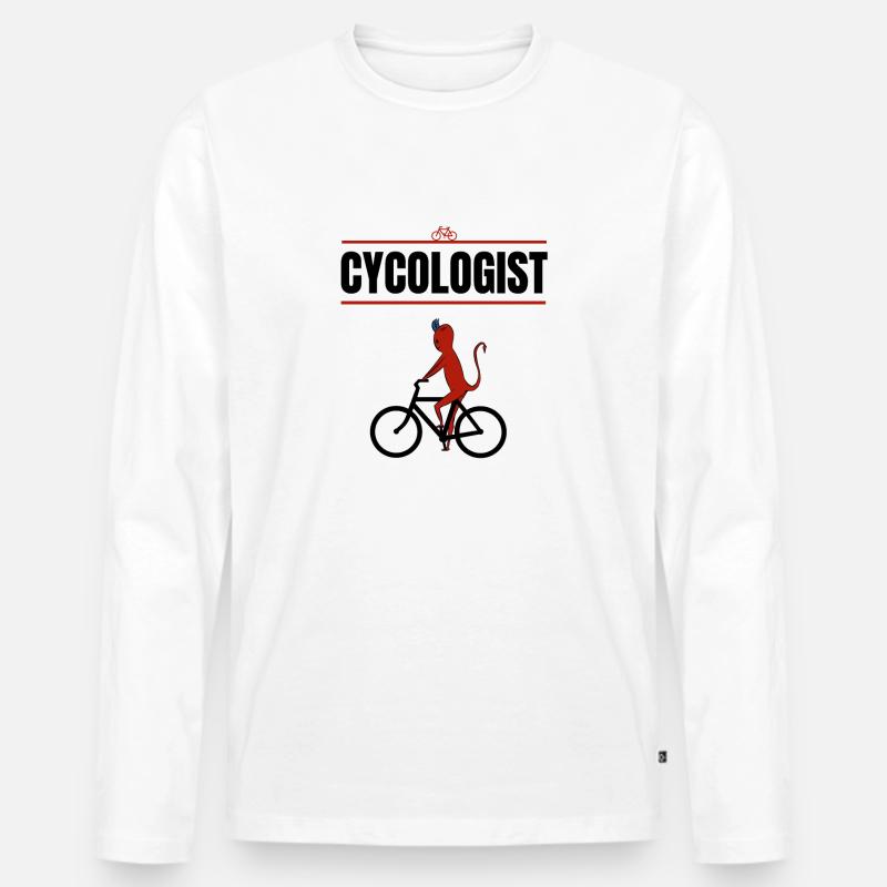 Devil Cycologist - Männer Premium Bio Langarmshirt - Weiß