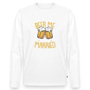 Groom mariés Beuverie bière célibataire cadeau - T-shirt manches longues Premium bio Homme - blanc - Devant - Nico (187cm)
