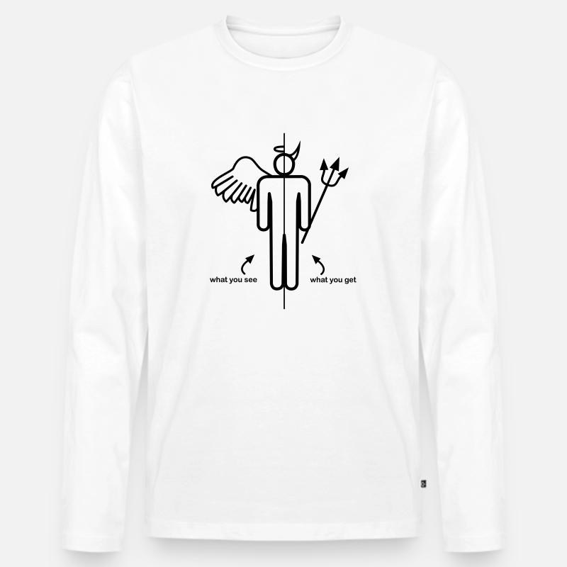Engel Teufel Strichmännchen - Männer Premium Bio Langarmshirt - Weiß