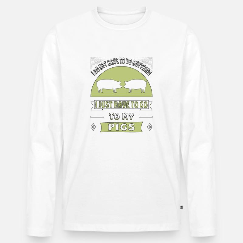 SCHWEINE - Männer Premium Bio Langarmshirt - Weiß