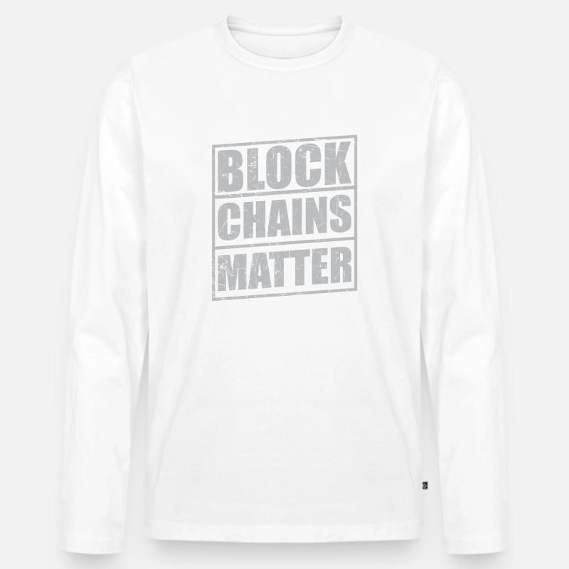 BLOCKCHAINS MATTER! - Männer Premium Bio Langarmshirt - Weiß