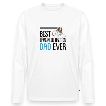 Épagneul Breton - T-shirt manches longues Premium bio Homme - blanc - Devant - Nico (187cm)