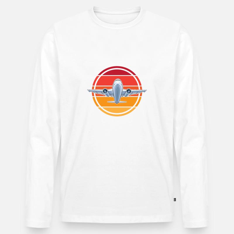 Flugzeug - Männer Premium Bio Langarmshirt - Weiß
