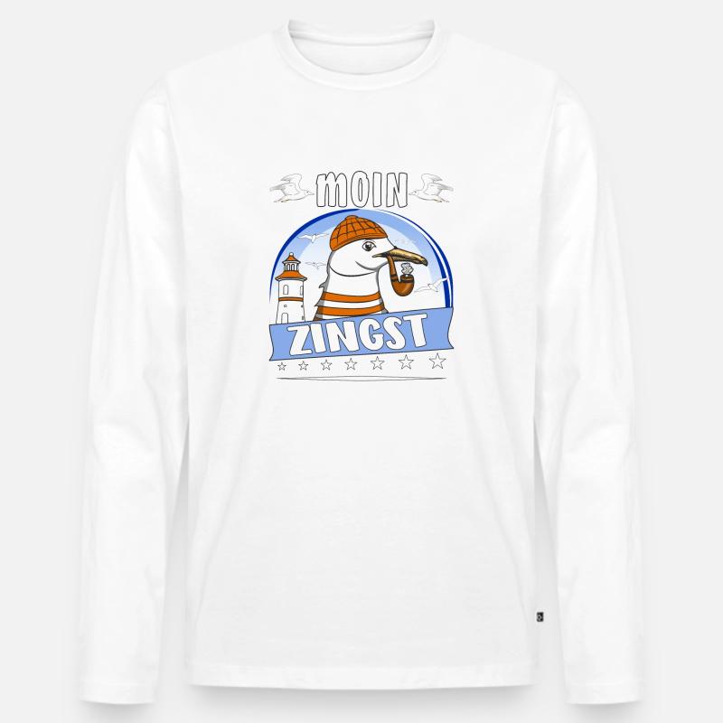 MÖWE MOIN ZINGST - Männer Premium Bio Langarmshirt - Weiß