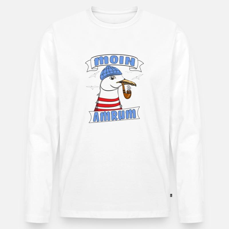 3886 MÖWE MOIN AMRUM - Männer Premium Bio Langarmshirt - Weiß