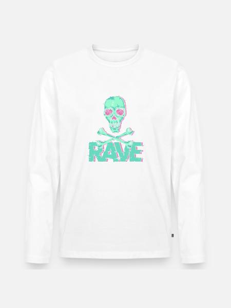 Rave Techno - Männer Premium Bio Langarmshirt - Weiß