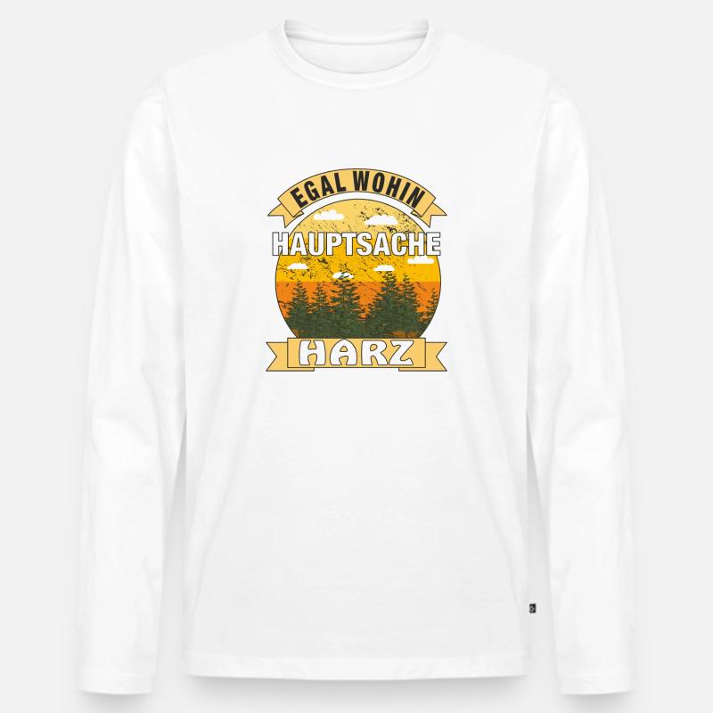 HAUPTSACHE HARZ - Männer Premium Bio Langarmshirt - Weiß