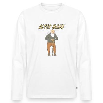 ALTER MANN - Männer Premium Bio Langarmshirt - Weiß - Vorne - Nico (187cm)