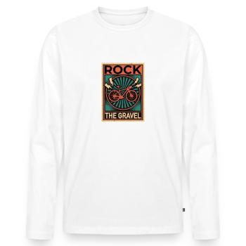 Rock The Gravel, Hors Route Cycling Gravel Biking - T-shirt manches longues Premium bio Homme - blanc - Devant - Nico (187cm)