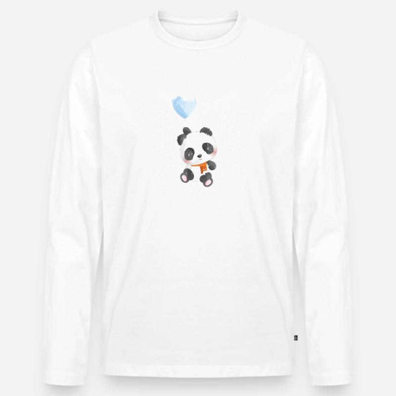 Polar Panda - Männer Premium Bio Langarmshirt - Weiß