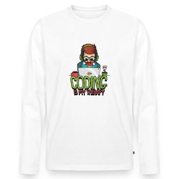 Hacking Programmer Hacker Code Coding Gift - Men's Premium Organic Long Sleeve Shirt - white - Front - Nico (187cm)