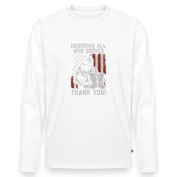 Honoring All Who Served Military Veterans Day - T-shirt manches longues Premium bio Homme - blanc - Devant - Nico (187cm)