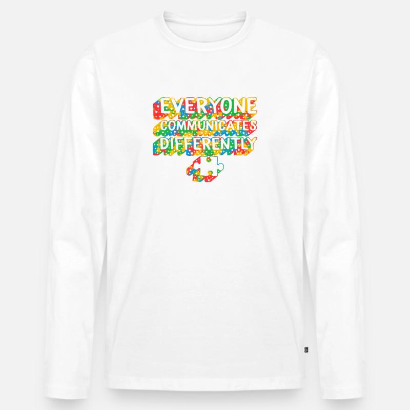 Jeder kommuniziert anders Hemd, Puzzle - Männer Premium Bio Langarmshirt - Weiß