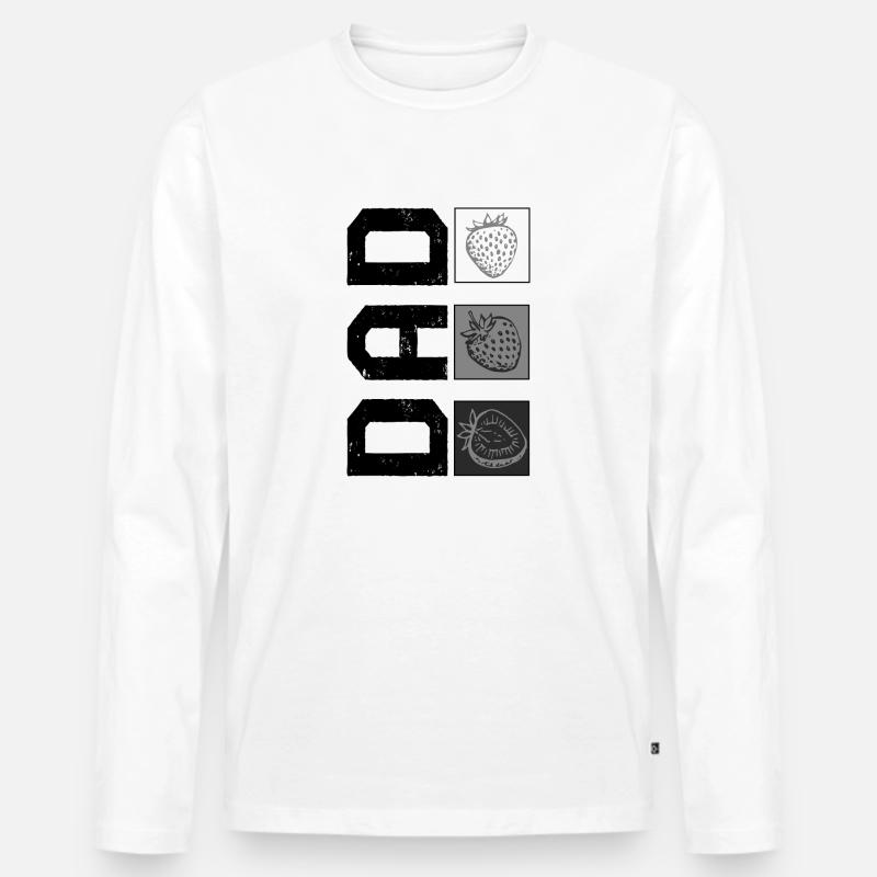 Erdbeerhemd, Papa Erdbeer-Tee, Vaters - Männer Premium Bio Langarmshirt - Weiß