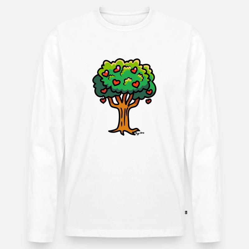 Baumherzen Farben - Männer Premium Bio Langarmshirt - Weiß