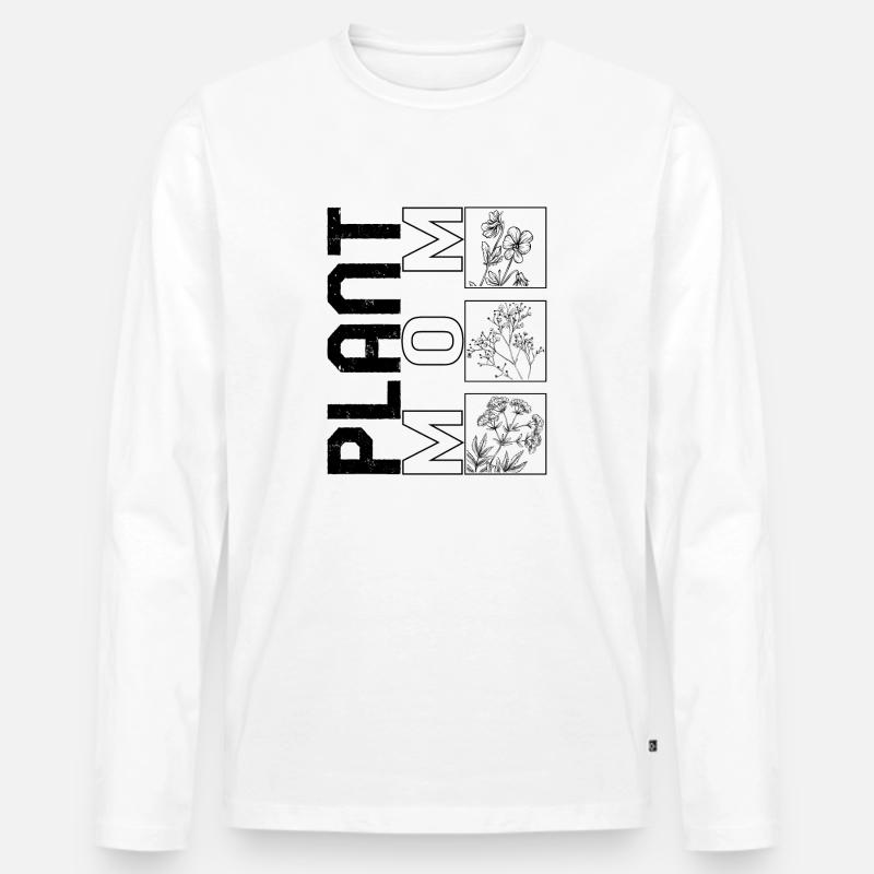 Mutterhemd, Pflanzenmutter Blumen Botaniker-Tee, - Männer Premium Bio Langarmshirt - Weiß