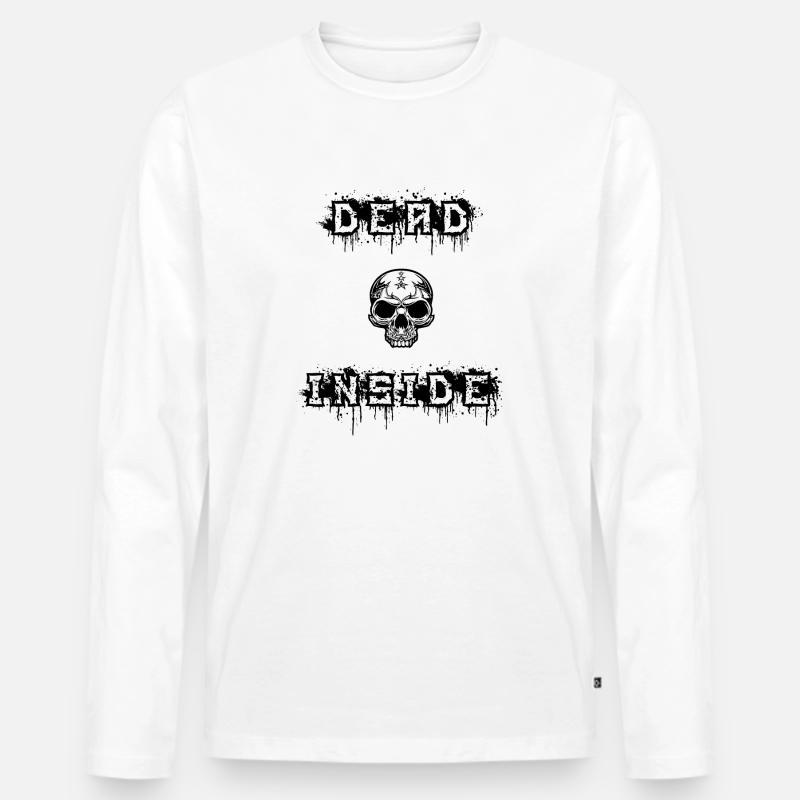 dead inside in black - Männer Premium Bio Langarmshirt - Weiß