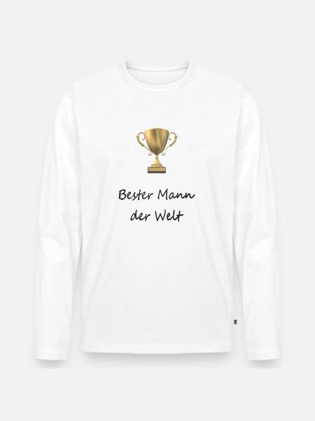 Bester Mann der Welt - Männer Premium Bio Langarmshirt - Weiß