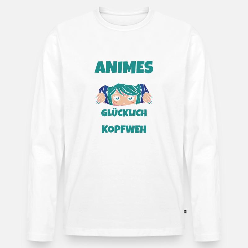 Animes machen mich glücklich - Männer Premium Bio Langarmshirt - Weiß