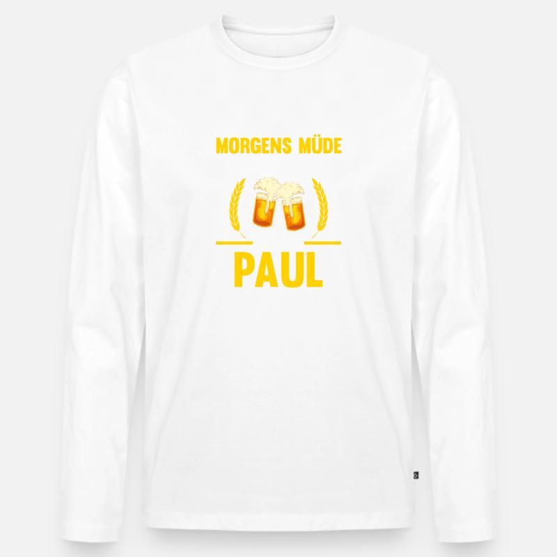 Paul - Männer Premium Bio Langarmshirt - Weiß