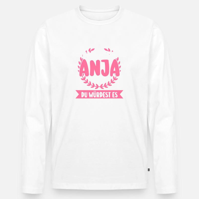 Anja - Männer Premium Bio Langarmshirt - Weiß