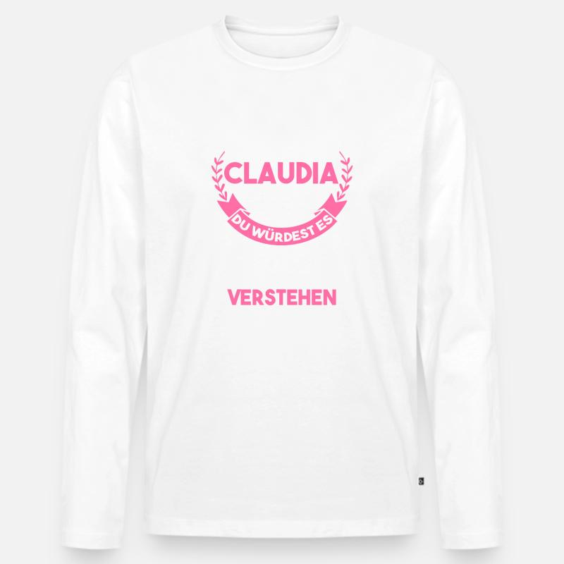 Claudia - Männer Premium Bio Langarmshirt - Weiß