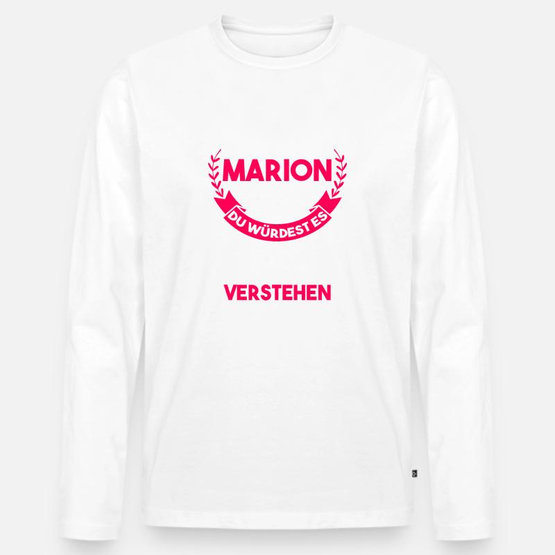 Marion - Männer Premium Bio Langarmshirt - Weiß