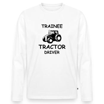 Trainee Tractor Driver - Men's Premium Organic Long Sleeve Shirt - white - Front - Nico (187cm)