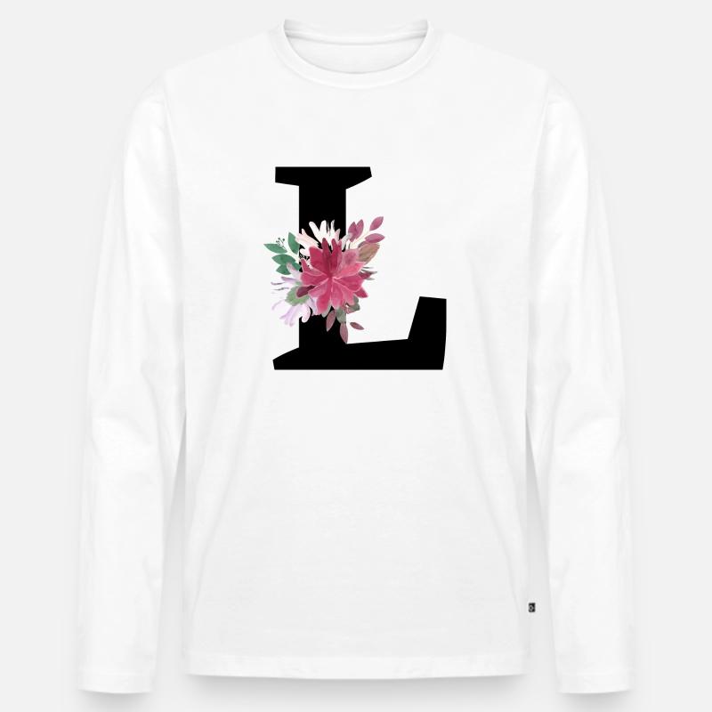 Buchstabe l blumig - Männer Premium Bio Langarmshirt - Weiß