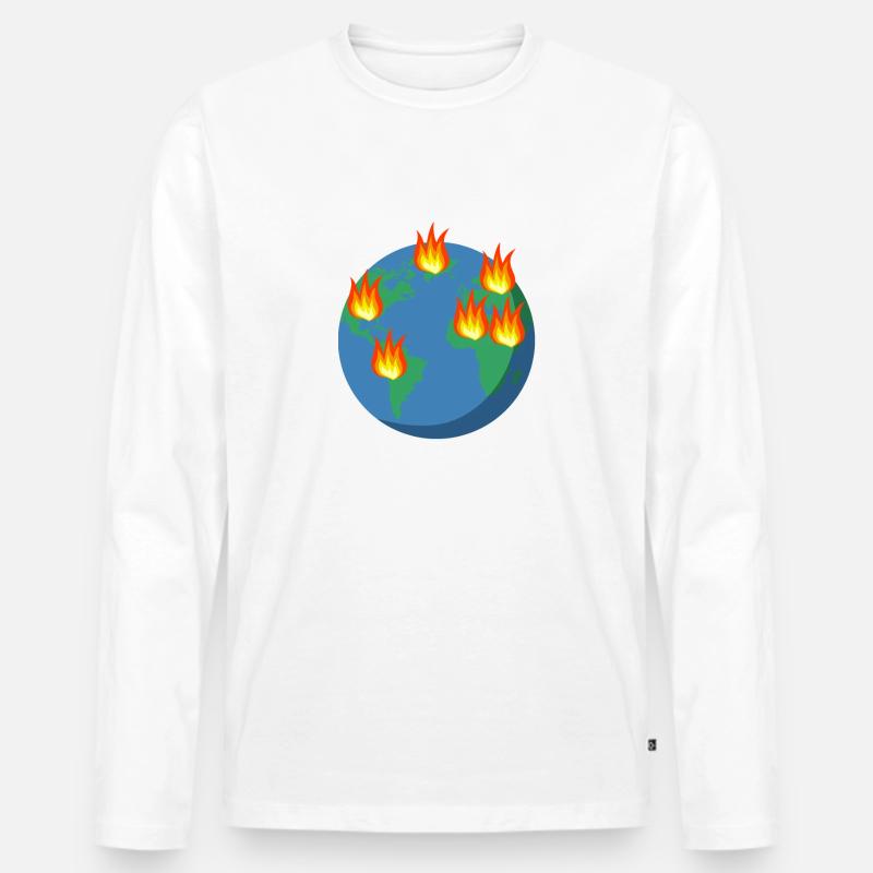 World on fire - Männer Premium Bio Langarmshirt - Weiß