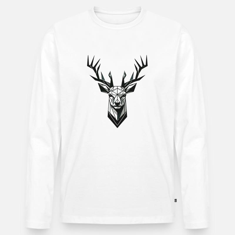 Geometrischer Hirsch mit Geweih - Männer Premium Bio Langarmshirt - Weiß
