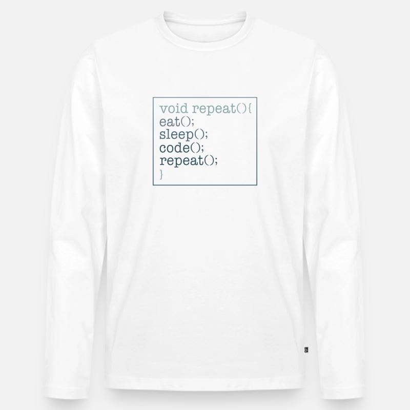 Programmer Shirt, Void Repeat Eat Sleep Code Men's Premium Organic Long Sleeve Shirt