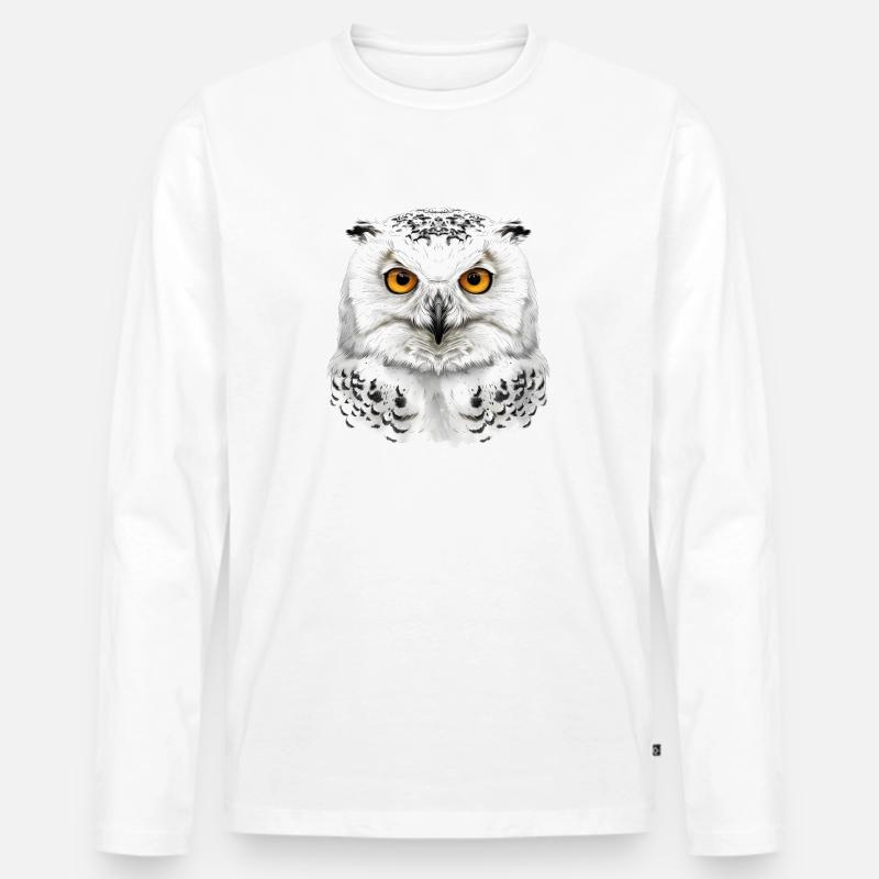 Schneeeulen-Kopf - Männer Premium Bio Langarmshirt - Weiß