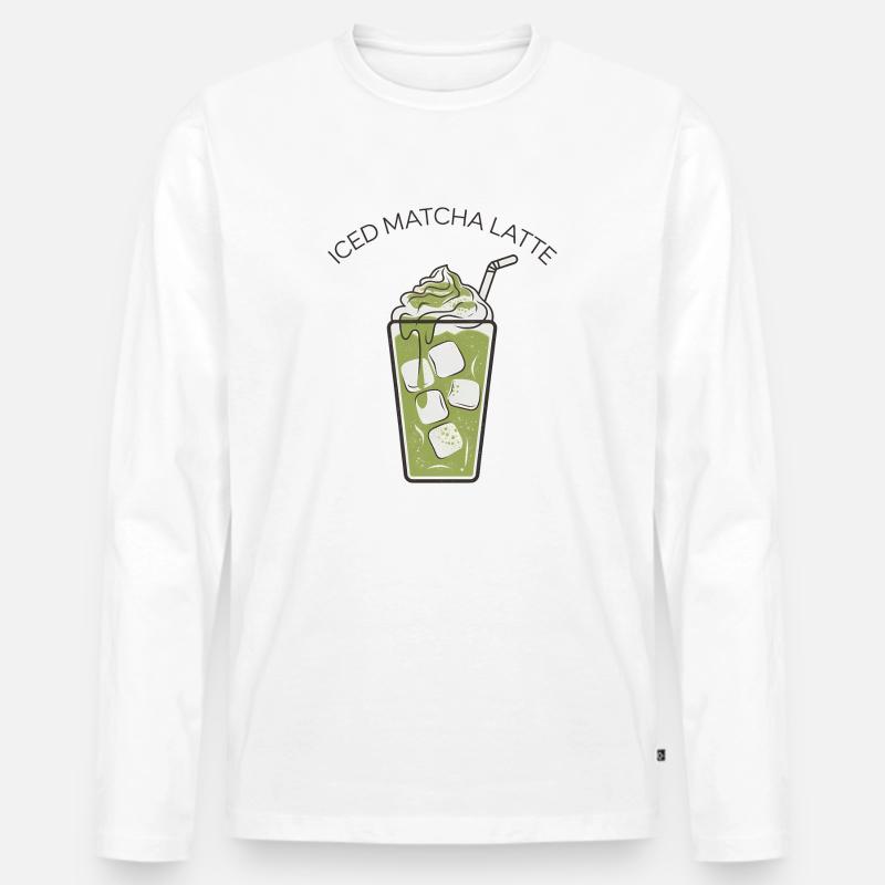 Iced Matcha Latte 2 - Männer Premium Bio Langarmshirt - Weiß
