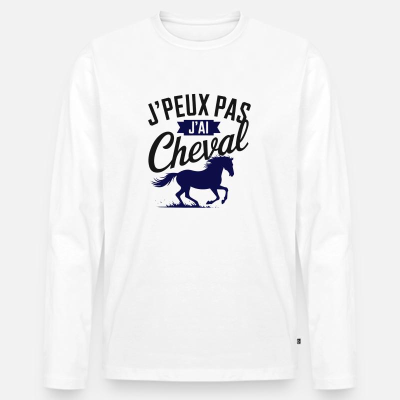 Passion Cheval Bleu - Männer Premium Bio Langarmshirt - Weiß