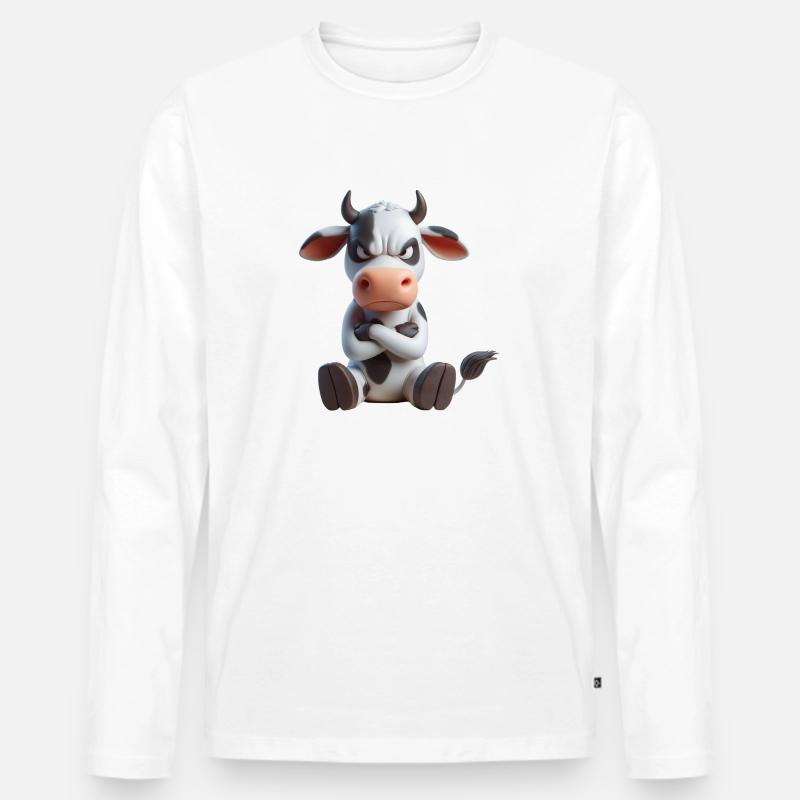 Kuh grimmig 2 - Männer Premium Bio Langarmshirt - Weiß