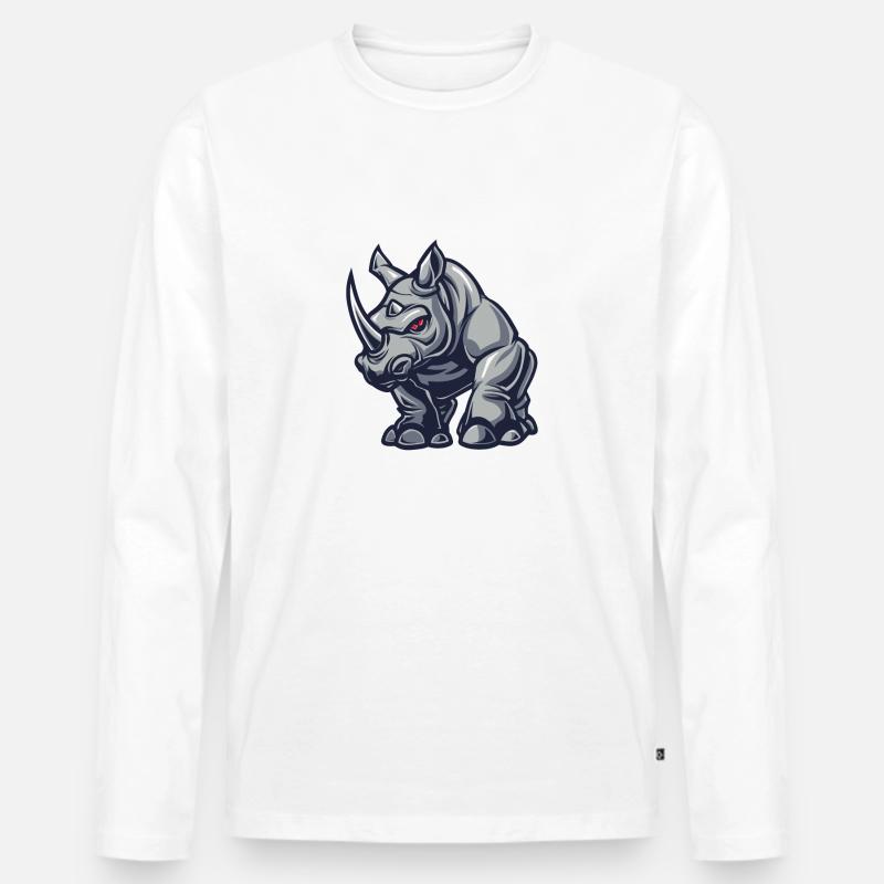 Nashorn Comic - Männer Premium Bio Langarmshirt - Weiß