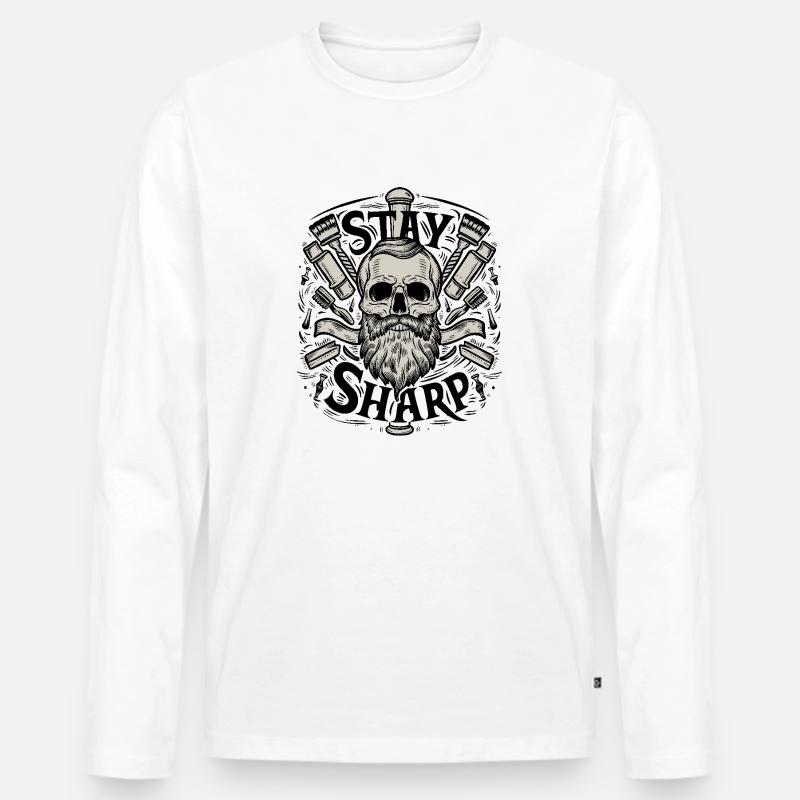 Bleiben Sie scharfsinnig, - Männer Premium Bio Langarmshirt - Weiß