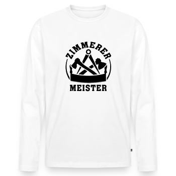 Zunftzeichen Zimmermann Meister Zimmerer Wappen - Männer Premium Bio Langarmshirt - Weiß - Vorne - Nico (187cm)