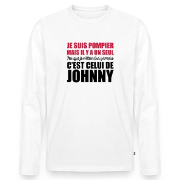 je suis pompier le seul feu que je n'éteindrai - T-shirt manches longues Premium bio Homme - blanc - Devant - Nico (187cm)