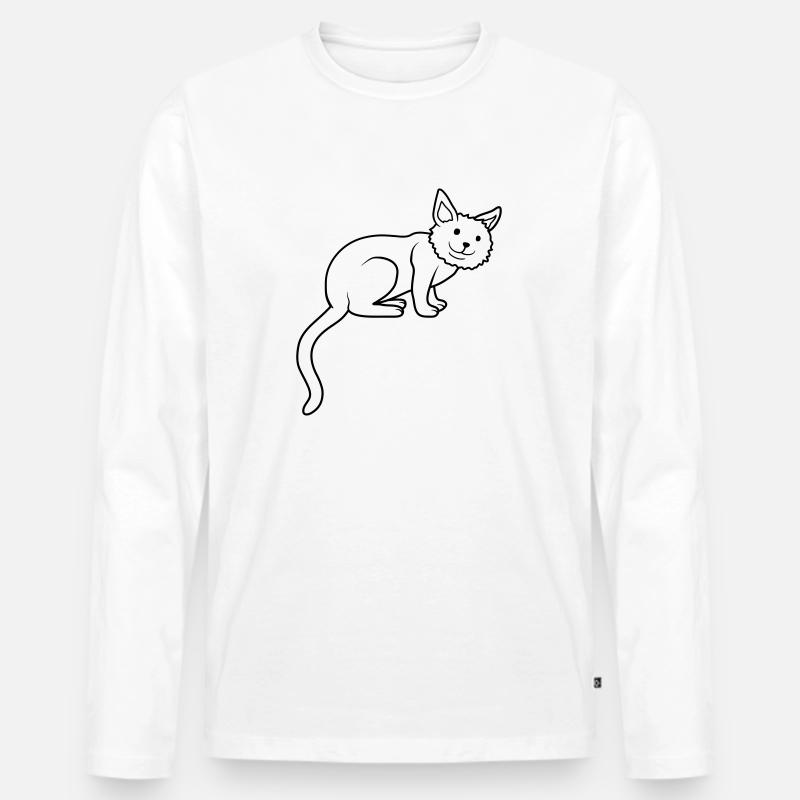 Süße liebe Katze sitzt - Männer Premium Bio Langarmshirt - Weiß
